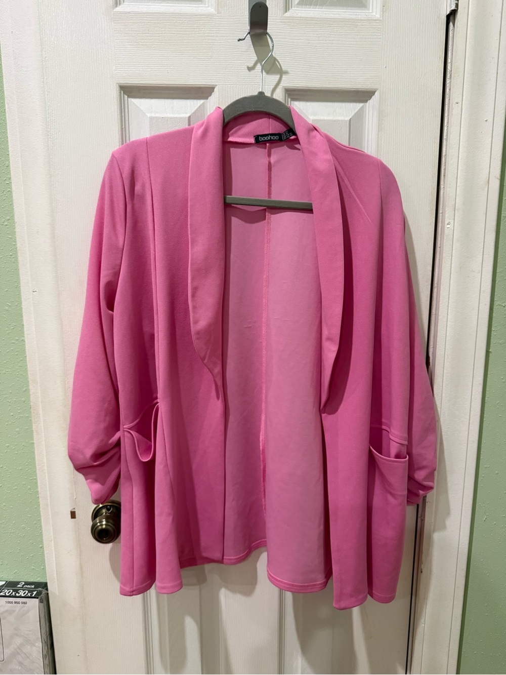 Boohoo Bright Pink Open-Front Draped Cardigan